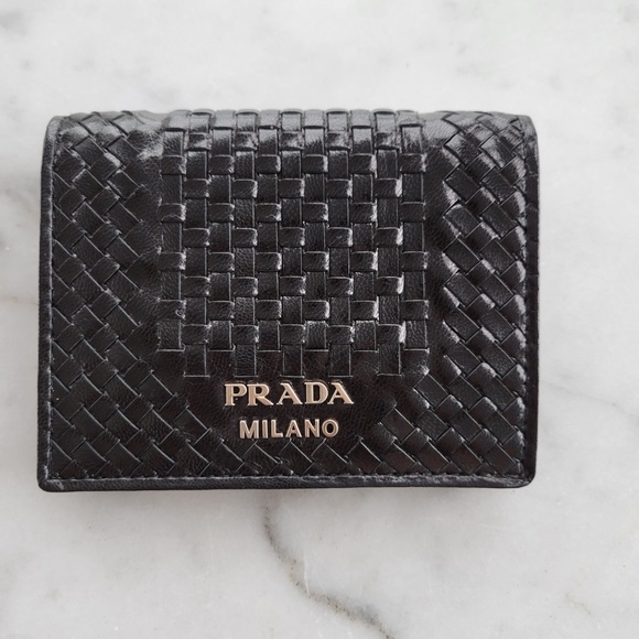 Prada Black Woven Soft Leather Wallet - Picture 2 of 5